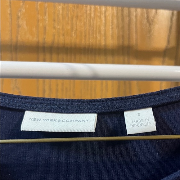 New York & Company Navy Sleeveless Midi Dress with White Hem Bands - Picture 3 of 3